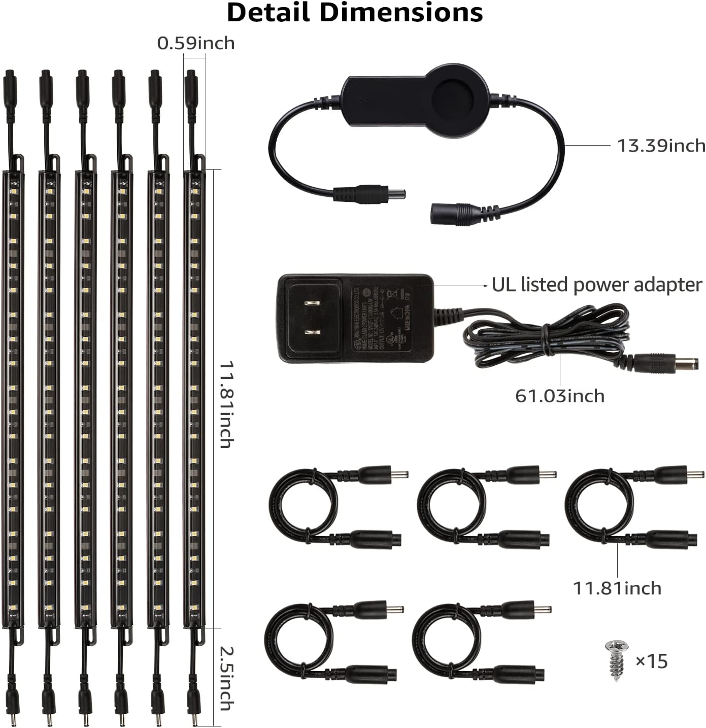 TORCHSTAR Kit de iluminación LED inteligente con control de voz, (6) barras de luz enlazables regulables de 12 pulgadas, compatible con interruptor