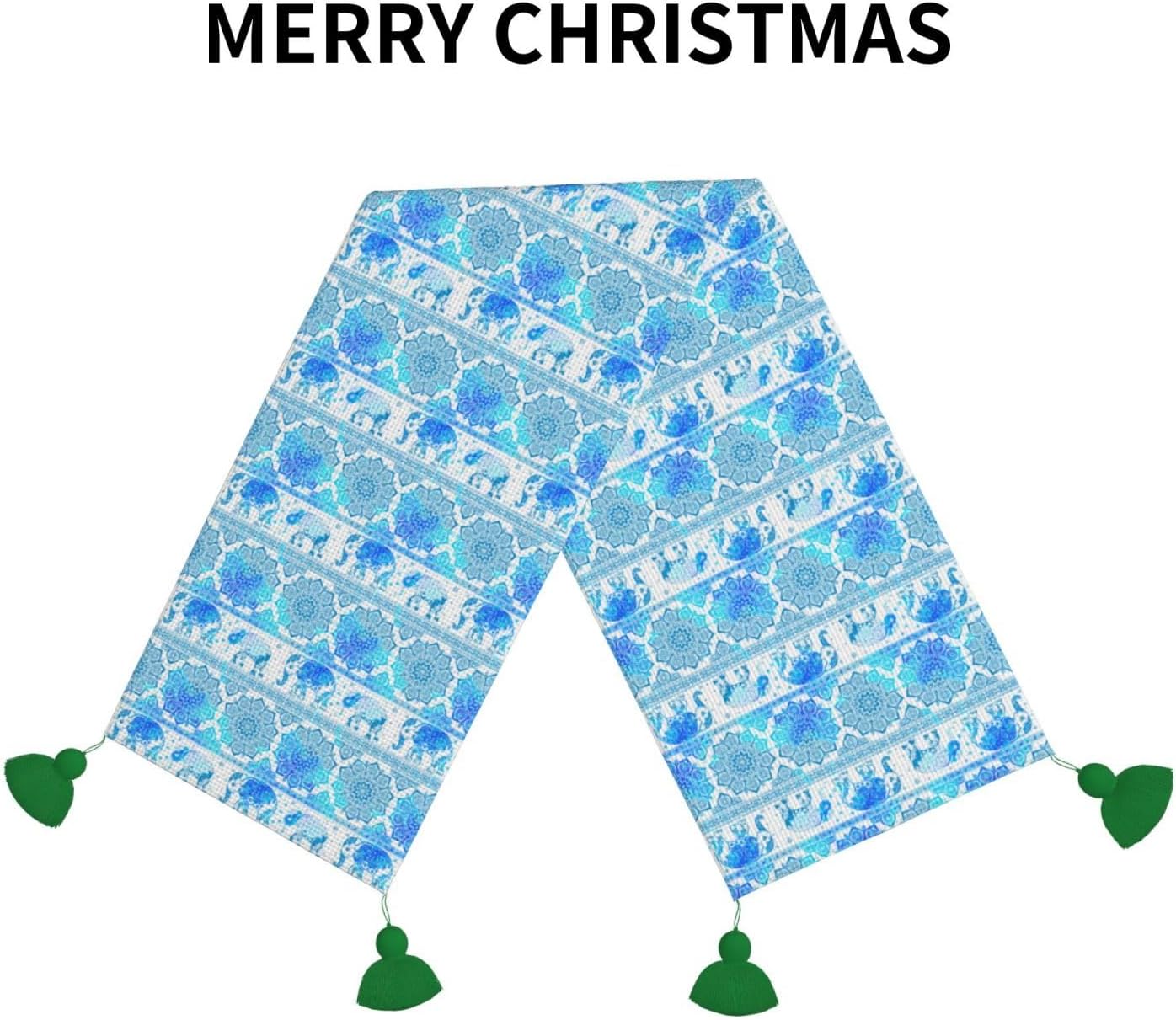 Stripe Elephant Christmas Table Runner Dining Table Decor Christmas Decorations Indoor Home Decor Christmas Table Runners Xmas Navidad Decoracion
