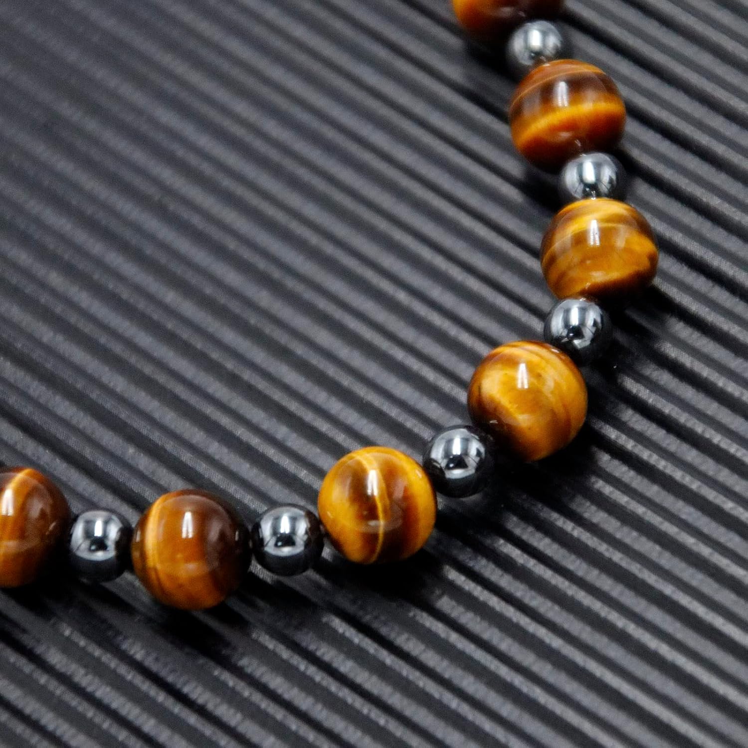 Healing Crystal Black Obsidian Tiger Eye and Hematite Beads Necklace Triple Protection Necklace for Men Women