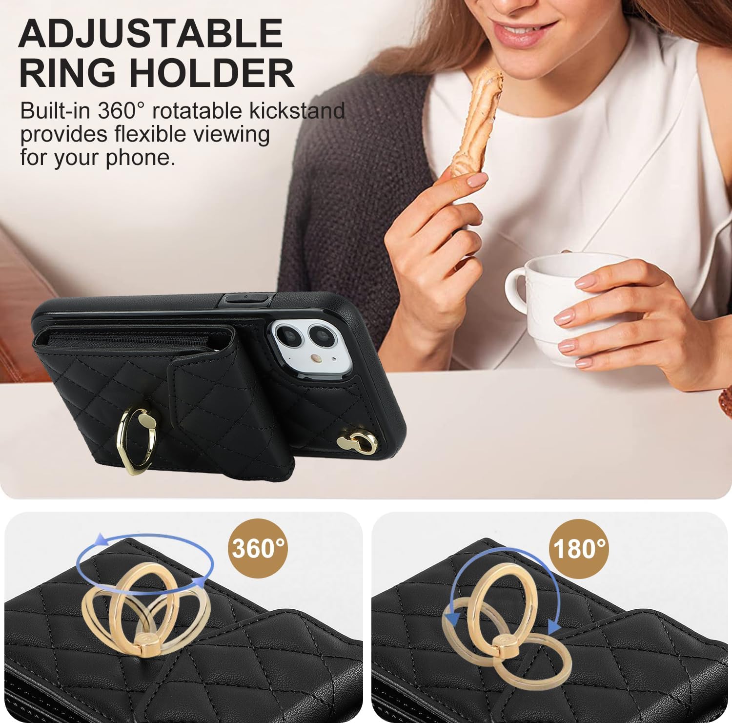 Asuwish Funda de teléfono para iPhone 12 Pro iPhone12 6.1 Funda tipo cartera con protector de pantalla de vidrio templado y correa cruzada para la