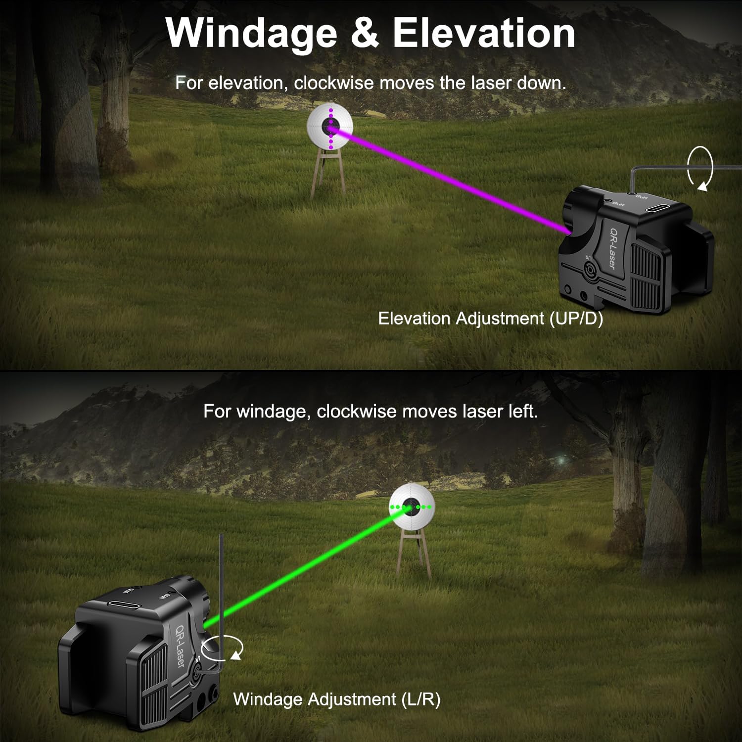 3 in 1 Red Green Purple Blue Laser Light Combo, 600 Lumens Tactical Flashlight Laser Sight, Built-in USB Rechargeable Battery
