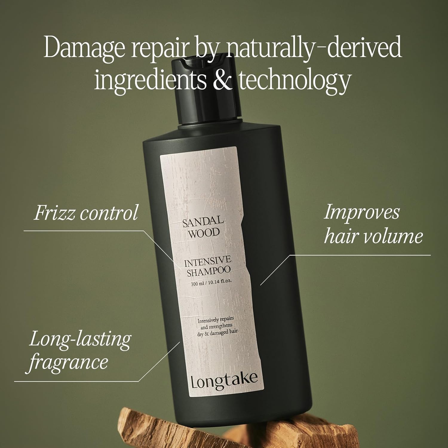 LONGTAKE Champú aclarador intensivo Pefrume de sándalo para el cabello, 10.1 onzas líquidas, volumen de cabello de 10.1 fl oz Anti-encrespamiento,