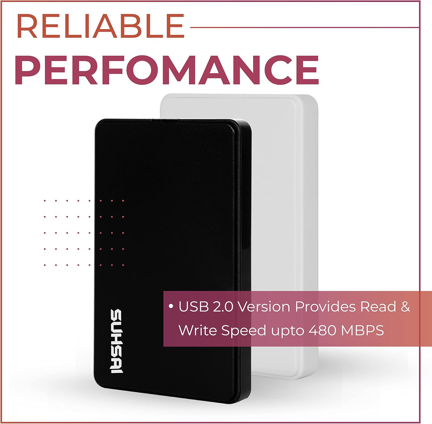 SUHSAI Disco duro externo USB 2.0, almacenamiento y respaldo de disco duro portátil, expansión de memoria  Ultra delgado 2.5 pulgadas HDD compatible