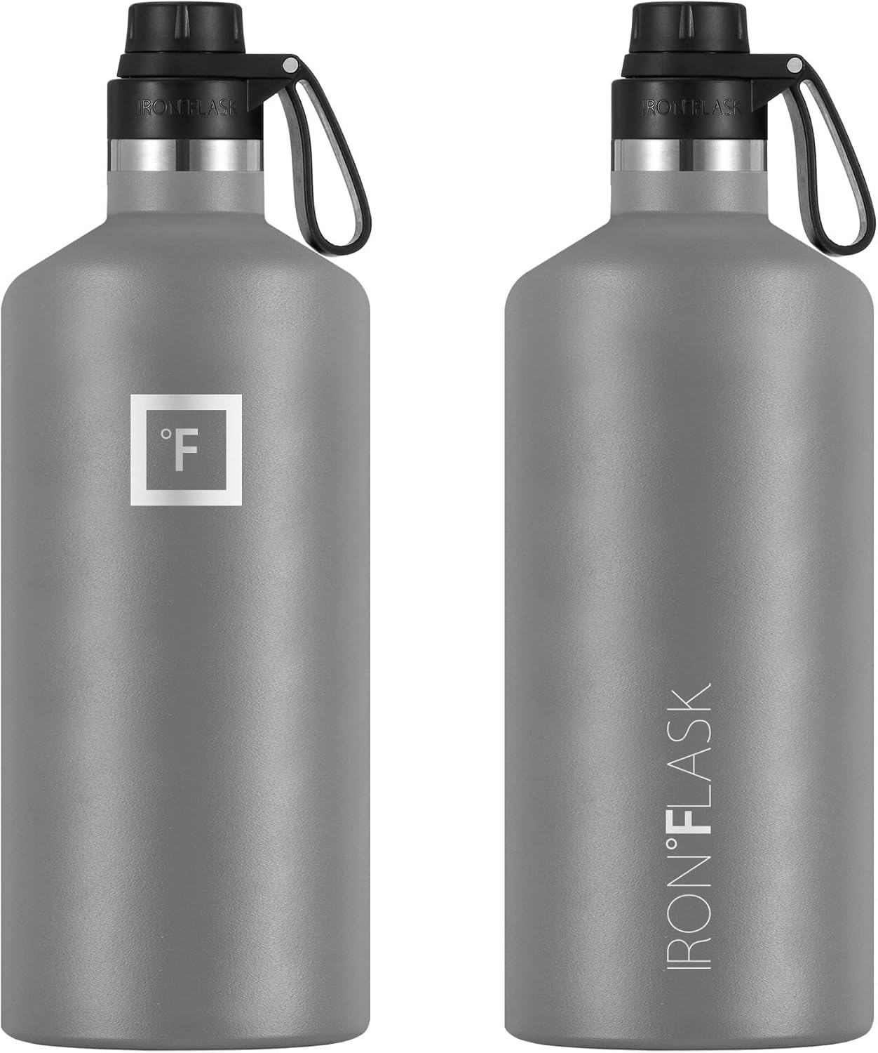 IRON FLASK – Botella de agua deportiva de 12 onzas, 16, 20, 24, 32, y 64 onzas, 3 tapas (tapa de boquilla), acero inoxidable aislado al vacío, frío,