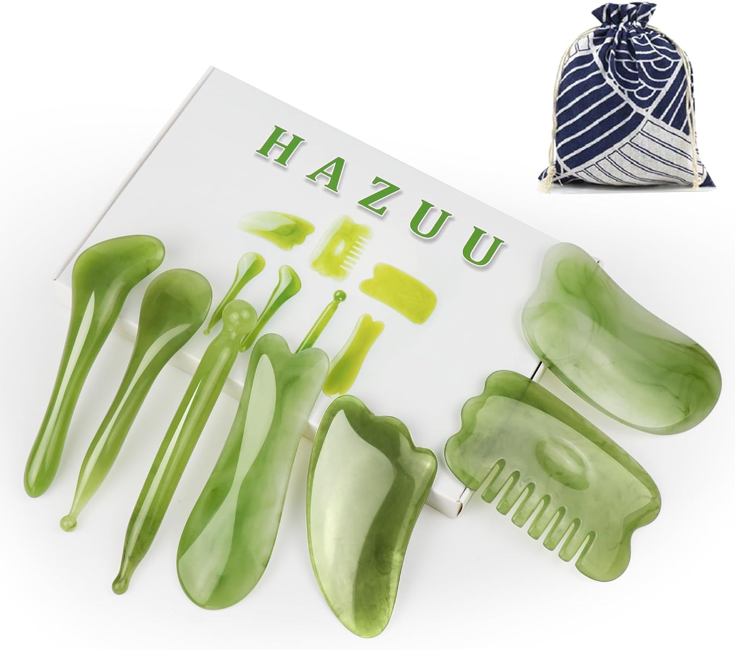7 herramientas de masaje Gua Sha, herramienta de masaje GuaSha de resina natural, juego de herramientas de masaje para liberación de cara, espalda y