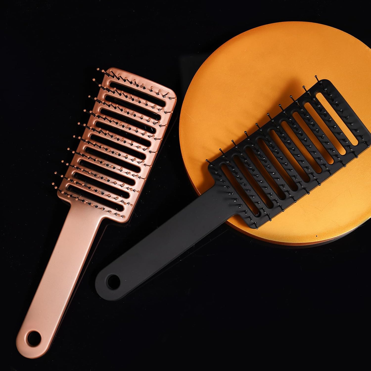 RHOS Cepillo de pelo curvado ventilado para un secado más rápido, cepillo ventilado para mujeres y hombres, cepillo de peinado con cerdas de nailon