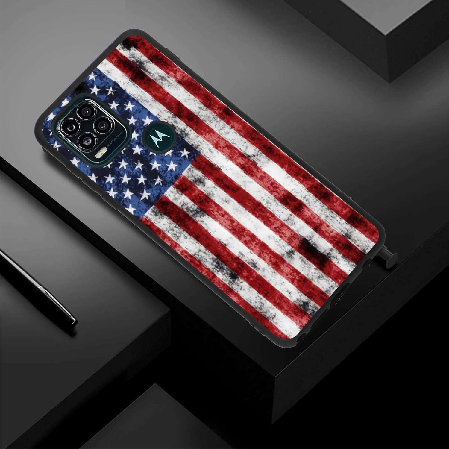 Funda compatible con Motorola Moto G Stylus 5G, bandera estadounidense, patrón retro de soldado veterano para Moto Case hombres y mujeres, funda de