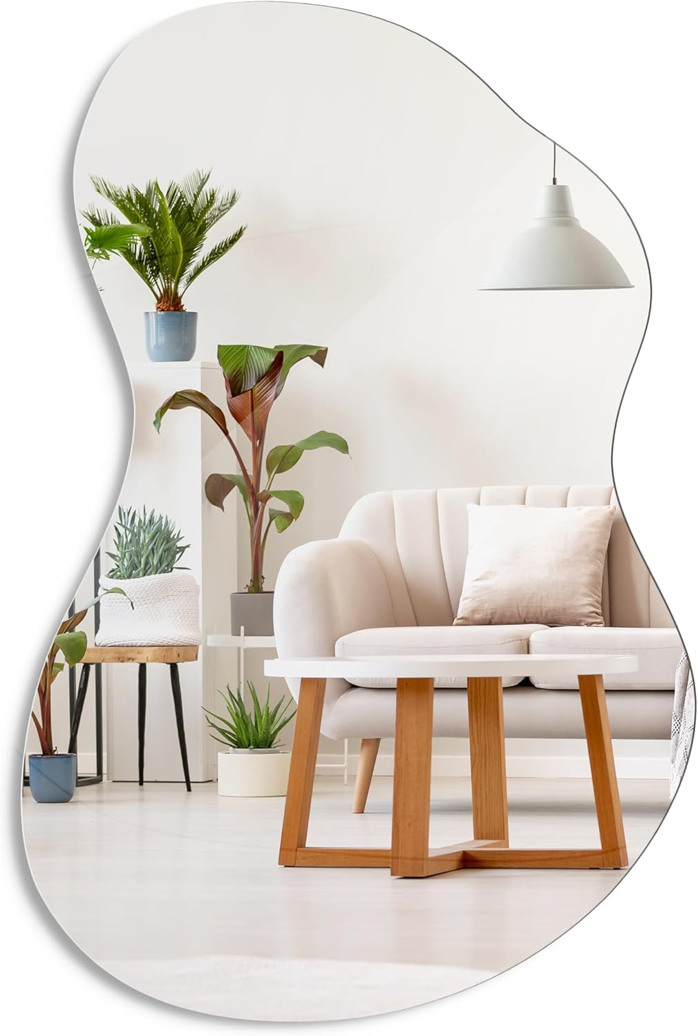 Barnyard Designs Espejo de pared irregular asimétrico de 24 x 36 pulgadas, artesanía de calidad de hotel con forma abstracta sin marco, reflejo de