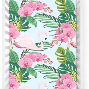 Sábana bajera ajustable para cuna con temática de flamenco, sábana bajera estándar para cuna, material ultra suave, ideal para habitación de niños o Sábana bajera ajustable para cuna con temática de flamenco, sábana bajera estándar para cuna, material ultra suave, ideal para habitación de niños o