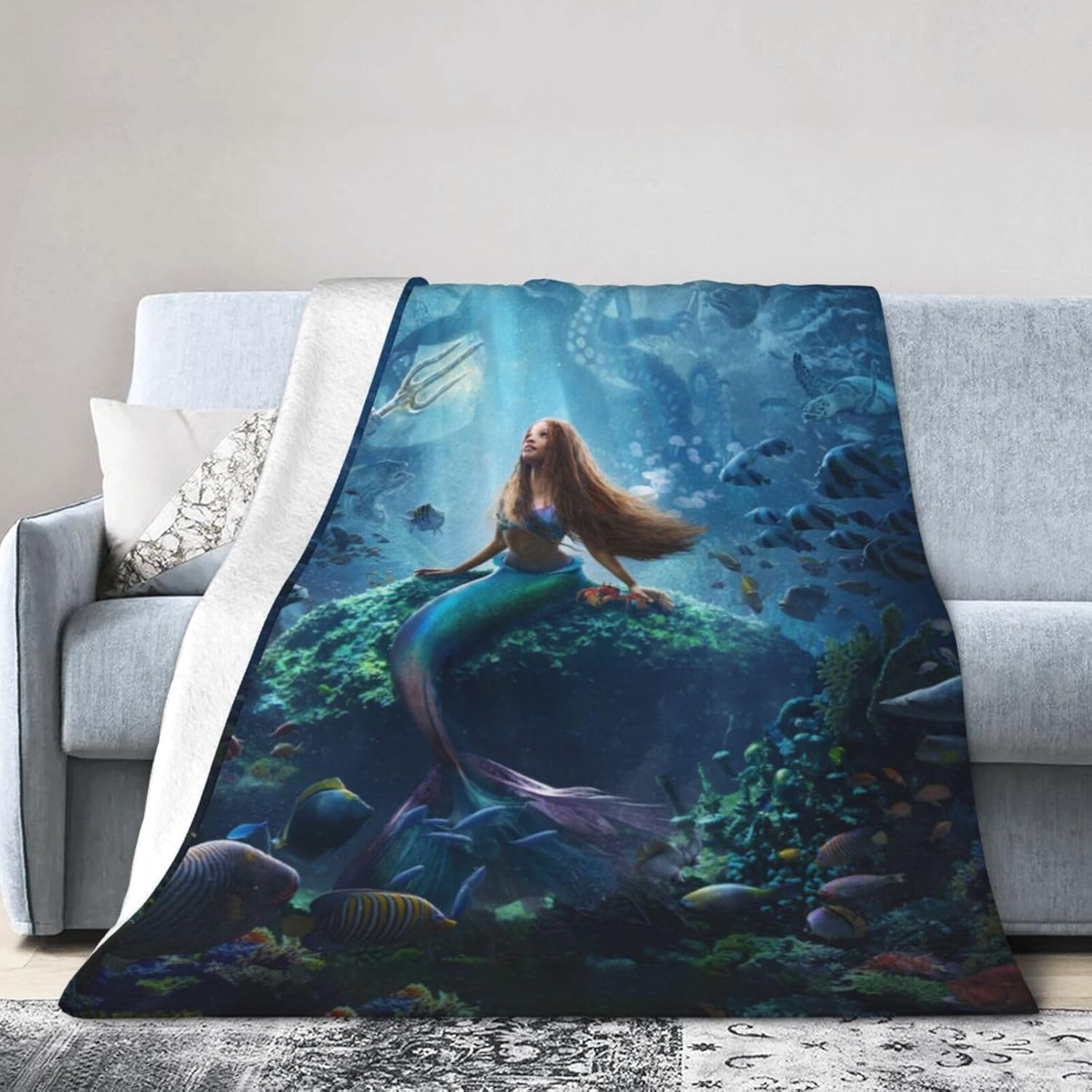 Manta de cola de sirena con diseño de cola de sirena 2023, manta de felpa súper suave para todas las estaciones, manta para dormitorio, cama, sala