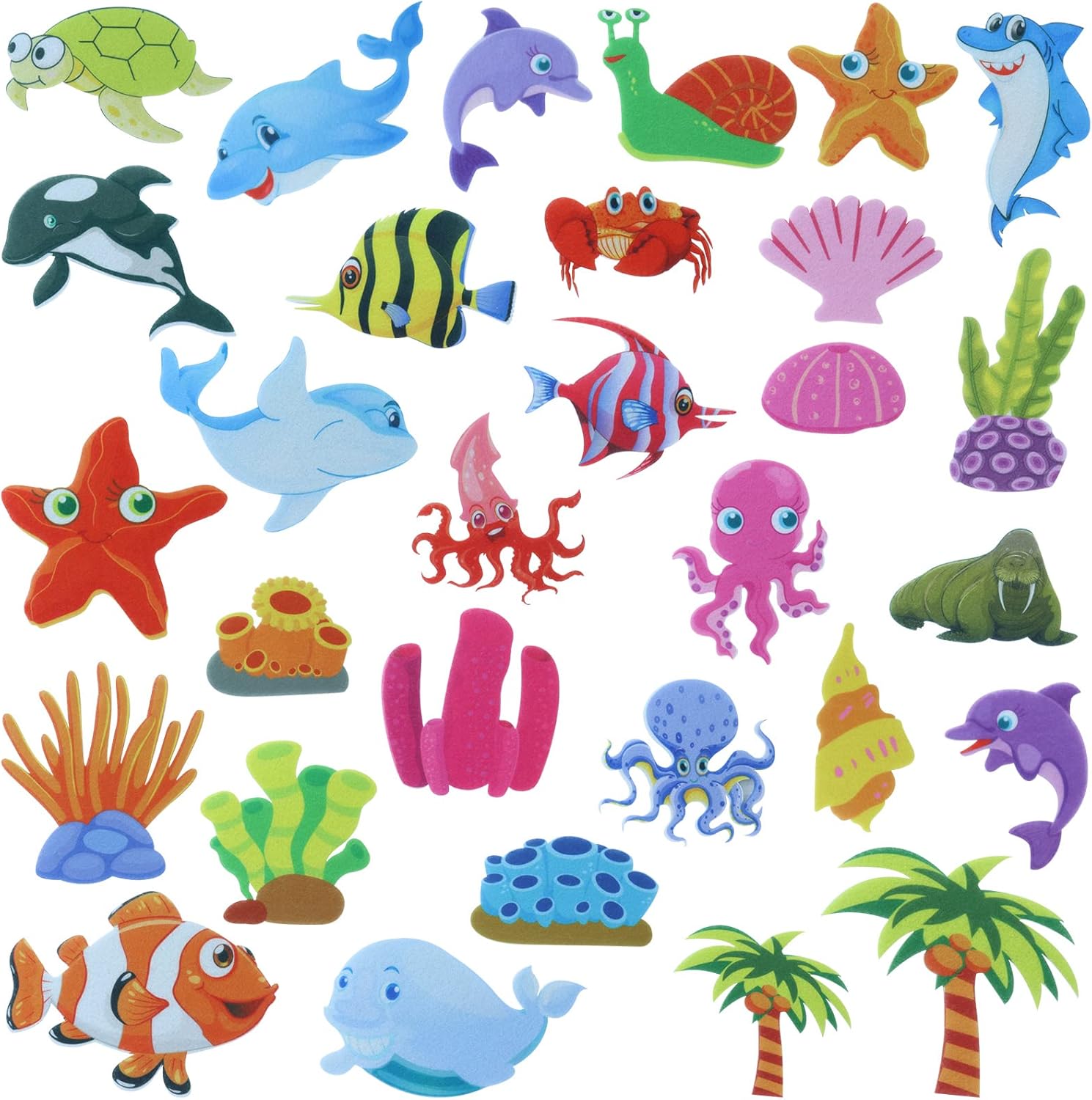 BXI Juego de 30 piezas de tablero de fieltro oceánico para niños pequeños, preescolar y jardín de infantes, figuras de fieltro precortadas para
