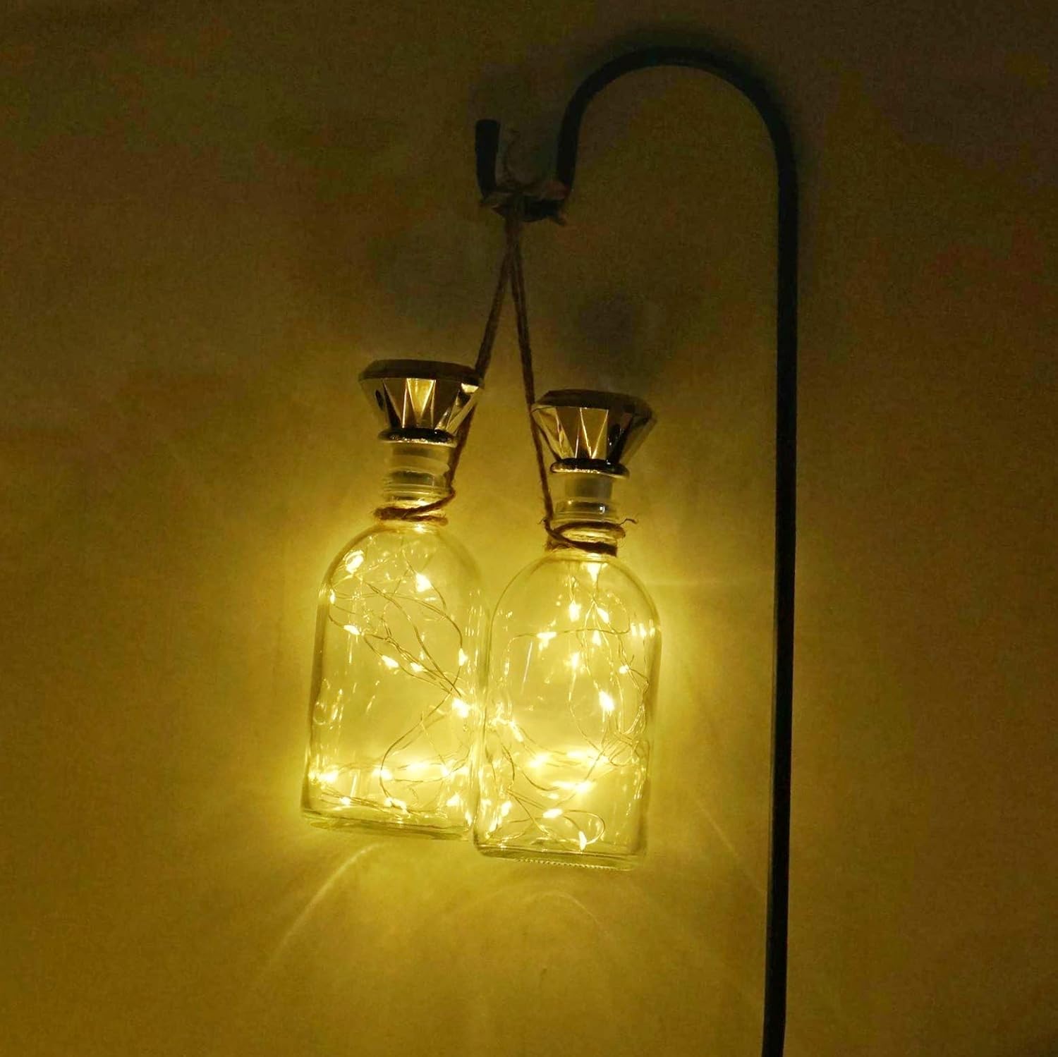 Luces solares para botella de vino, paquete de 10 luces de corcho de diamante, 20 LED para exteriores, impermeables, para jardín, boda, patio