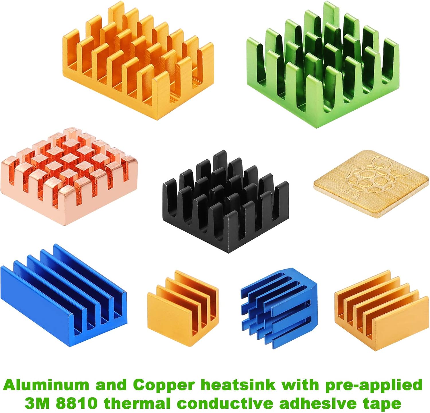 ESUMIC 78 unidades de disipador de calor Raspberry Pi 4b, disipador de calor de aluminio Raspberry Pi con cinta adhesiva conductora térmica para