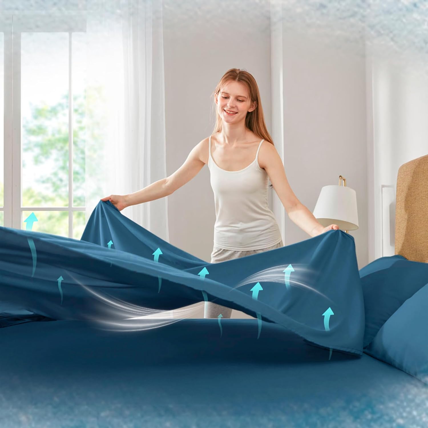 Comfort Spaces – Juego de sábanas de 4 piezas Coolmax supersuave y resistente a la decoloración que absorbe la humedad con elásticos alrededor que