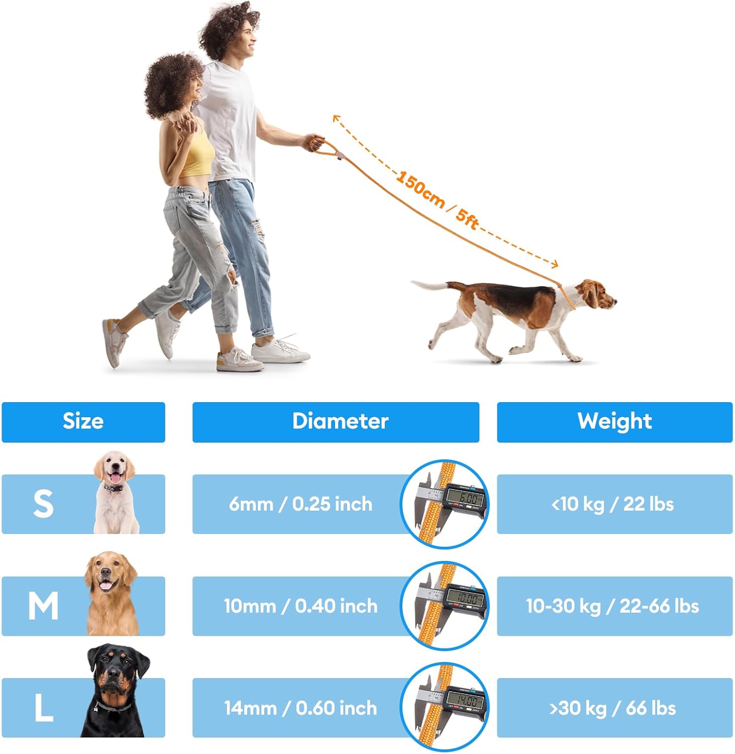 Grand Line Correa antideslizante para perro, cuerda antideslizante reflectante de 5 pies, correa para entrenamiento de cachorros, correa para
