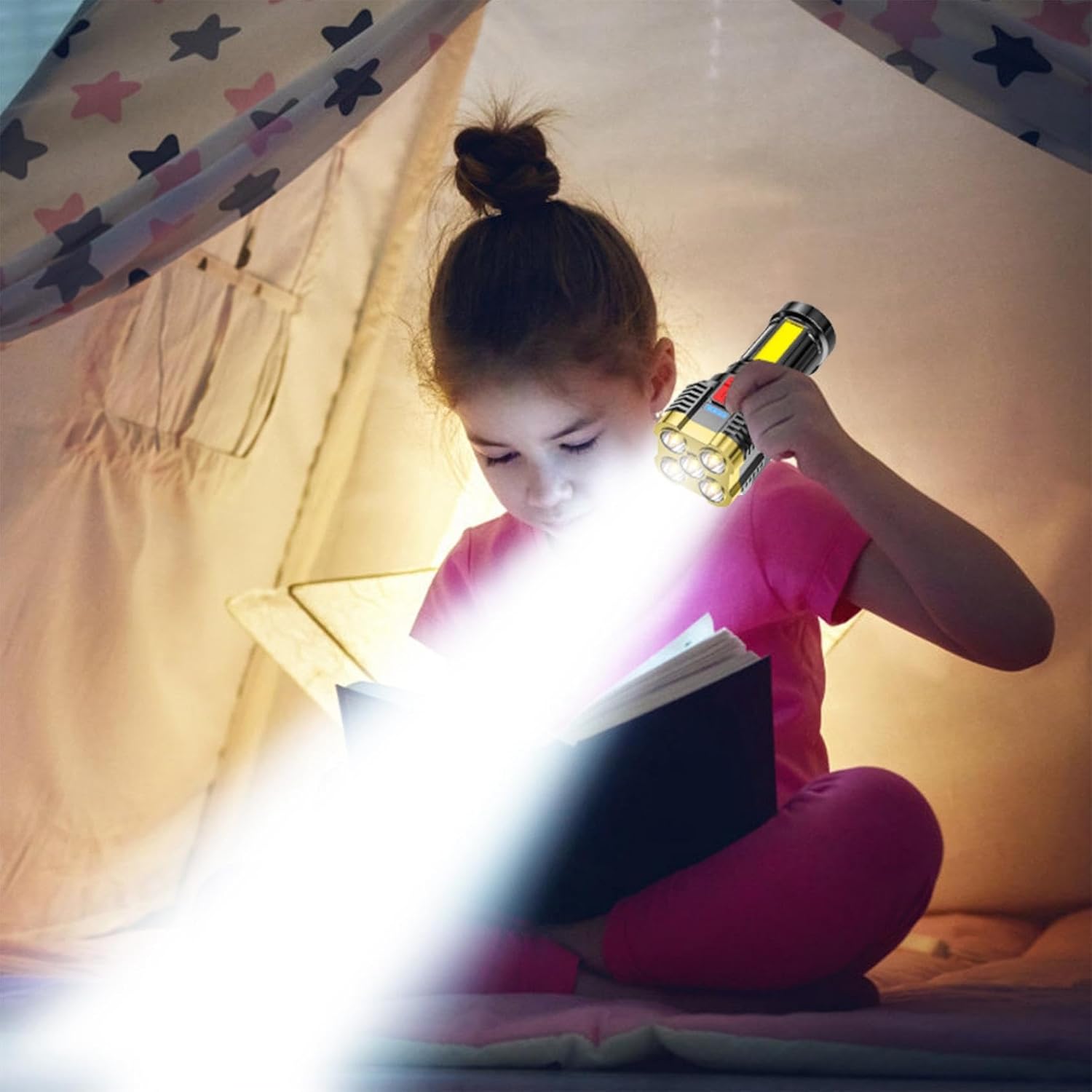 ZZKHGo Five Explosion LED Flashlight – 5000 Lumens Super Bright Flashlights, Zoomable Powerful Flashlights High Lumens Rechargeable Handheld Small