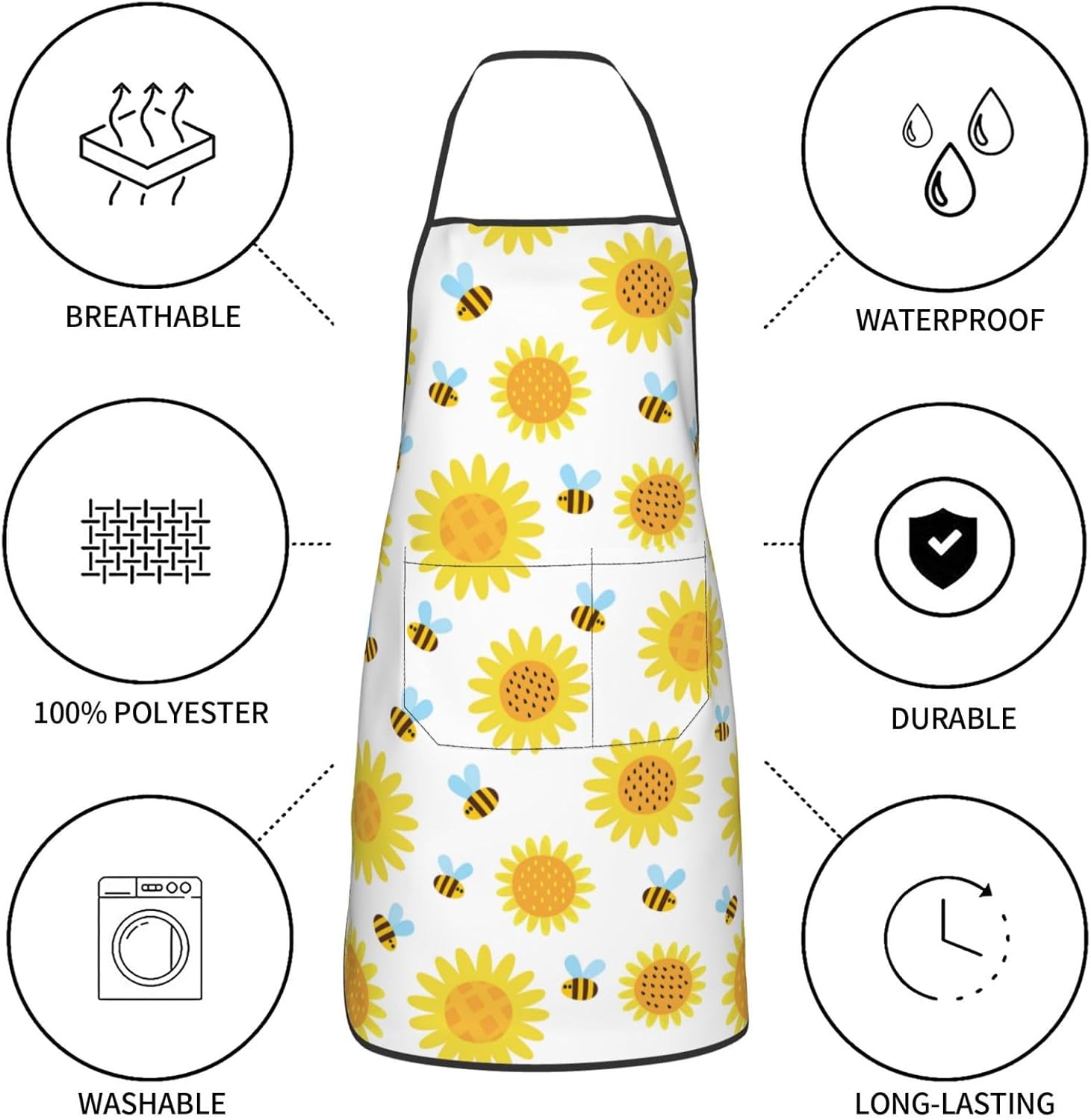 PAILON Hermosos delantales de cocina de delfines para mujeres con bolsillos, delantal divertido delantal para mujer, lindo delantal para barbacoa,