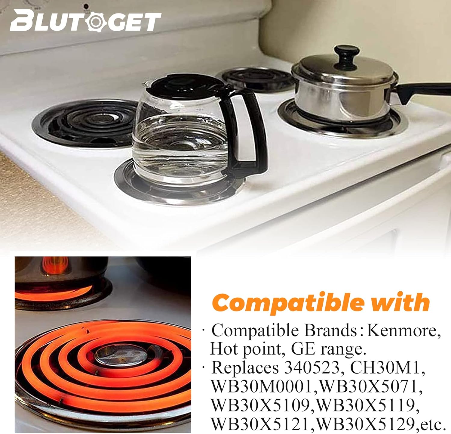 WB30M1 WB30M2 – Quemador de estufa eléctrica para estufa GE Hotpoint Kenmore Electric Range – WB44K10005 Horno – Apto para horno GE Hotpoint