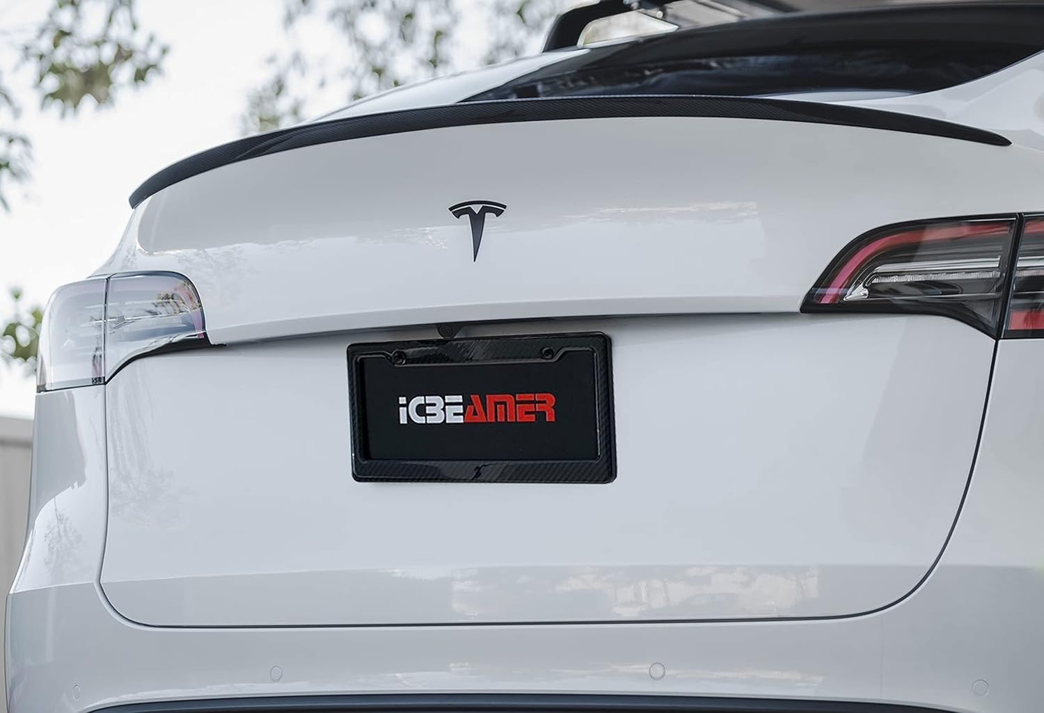 ICBEAMER Alerón trasero de fibra de carbono 100% real seco para Tesla modelo Y (2020  2023), tapa de cola de borde de maletero resistente a la