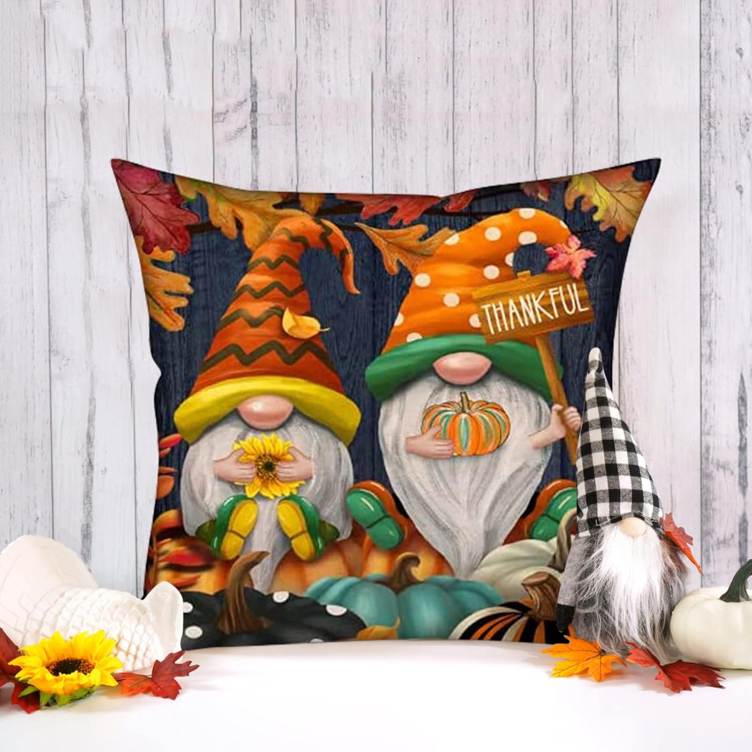 TUNKENCE Funda de cojín decorativa de Halloween, funda de almohada de calabaza de Halloween, Acción de Gracias, otoño, calabaza, granja, decoración