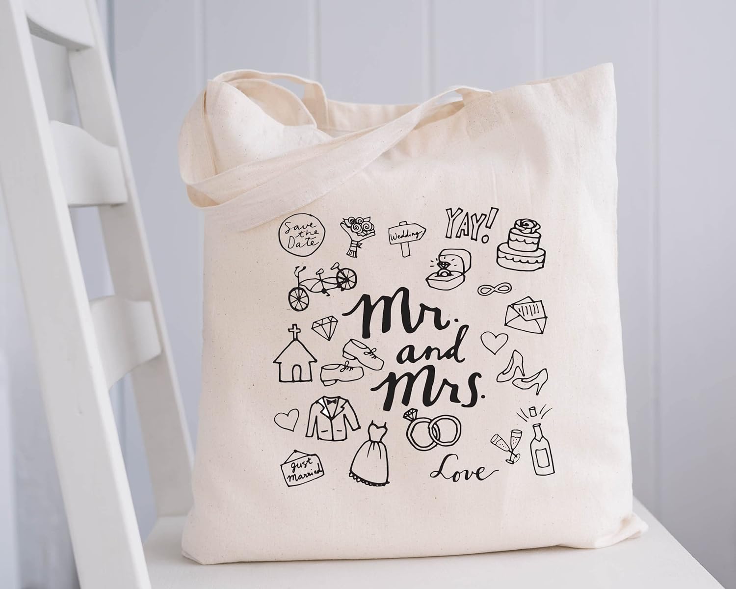 Mr. and Mrs. Tote Bag  Gift For Bride  Wedding Planning Tote Bag  Newly Engaged Engagement Gift for her  Bridal Shower Gift Canvas Market Tote