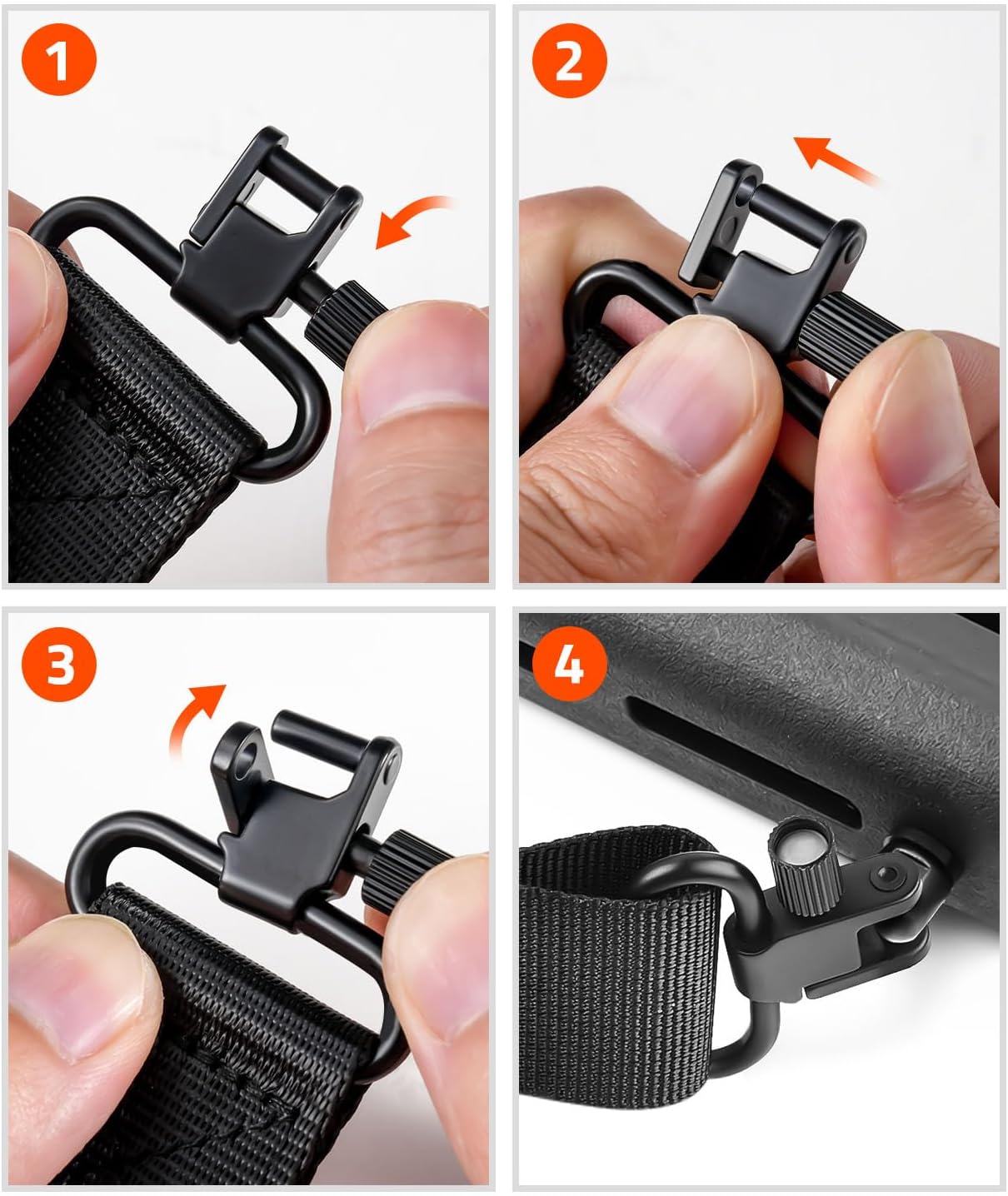 EZshoot Eslinga de rifle de dos puntos con bolsillo de repuesto y giratorios extraíbles, cómodo acolchado de neopreno, correa de pistola de ajuste