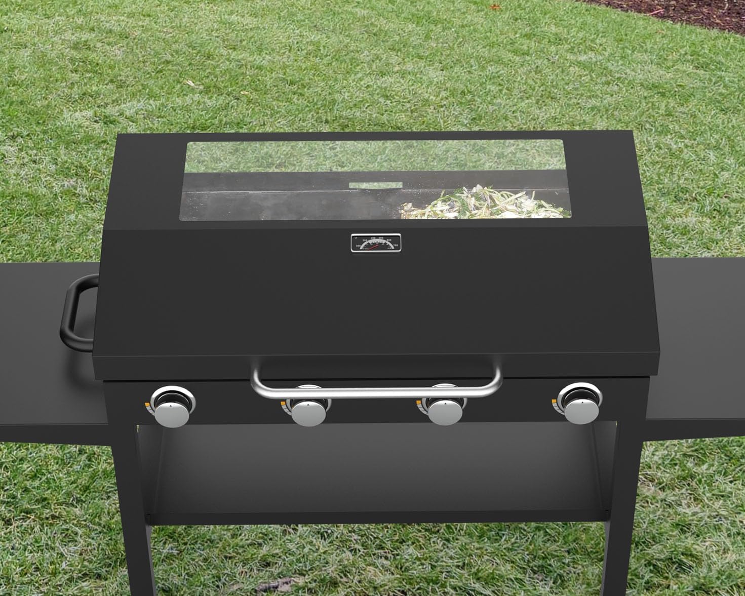 BMMXBI Tapa de parrilla con bisagras de vidrio de 36 pulgadas para plancha Blackstone de 36 pulgadas, tapa con bisagras para parrilla Blackstone de