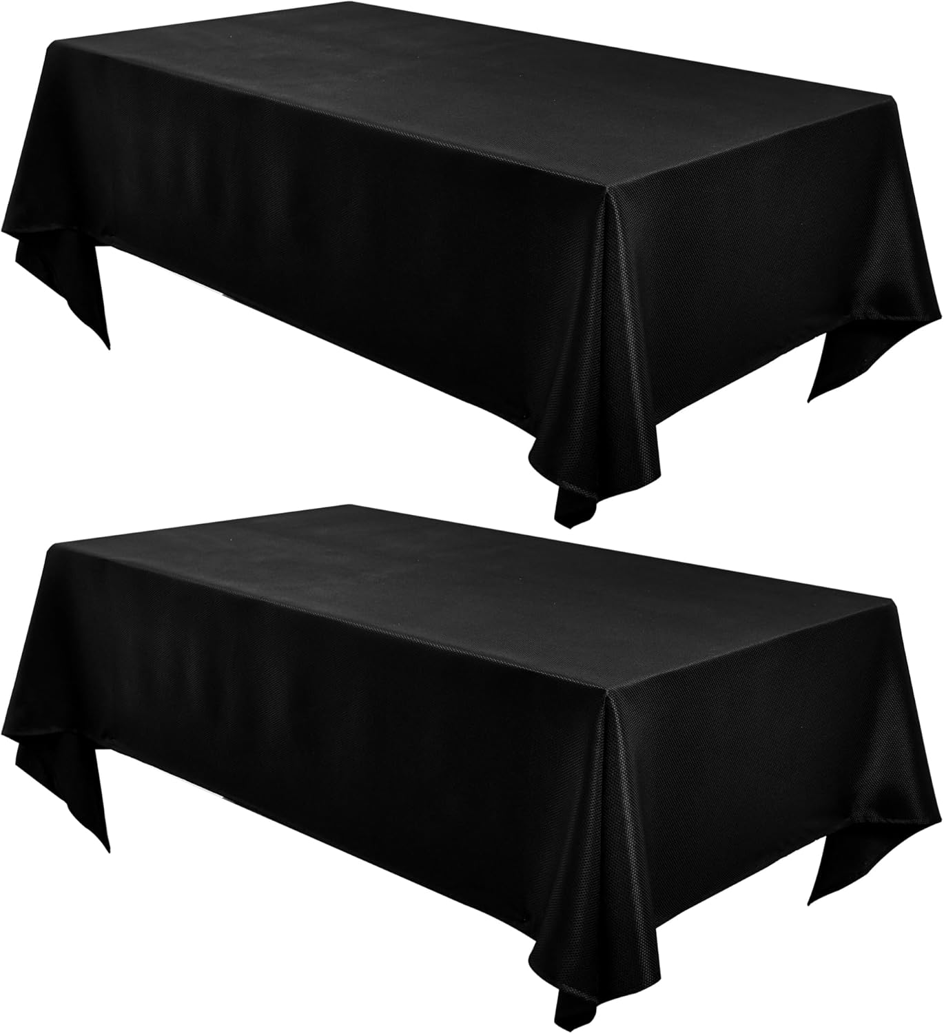 Fitable Manteles negros texturizados de 60 x 84 pulgadas, paquete de 2 manteles con aspecto de lino para mesas rectangulares, fundas de mesa a