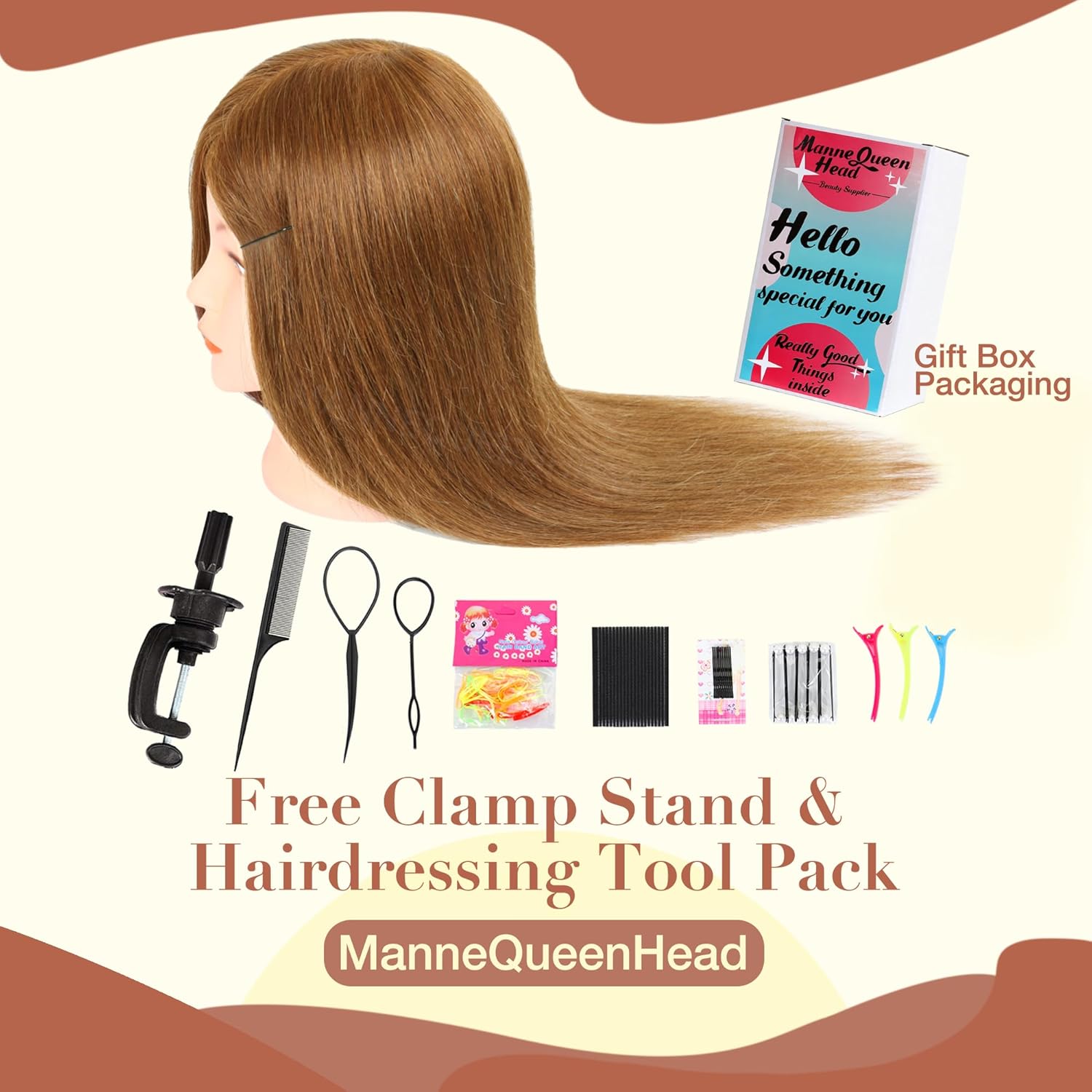 Cabeza de maniquí con cabello humano, cabeza de maniquí de cosmetología de 20 a 22 pulgadas con cabello humano 100% real para trenzar, práctica de