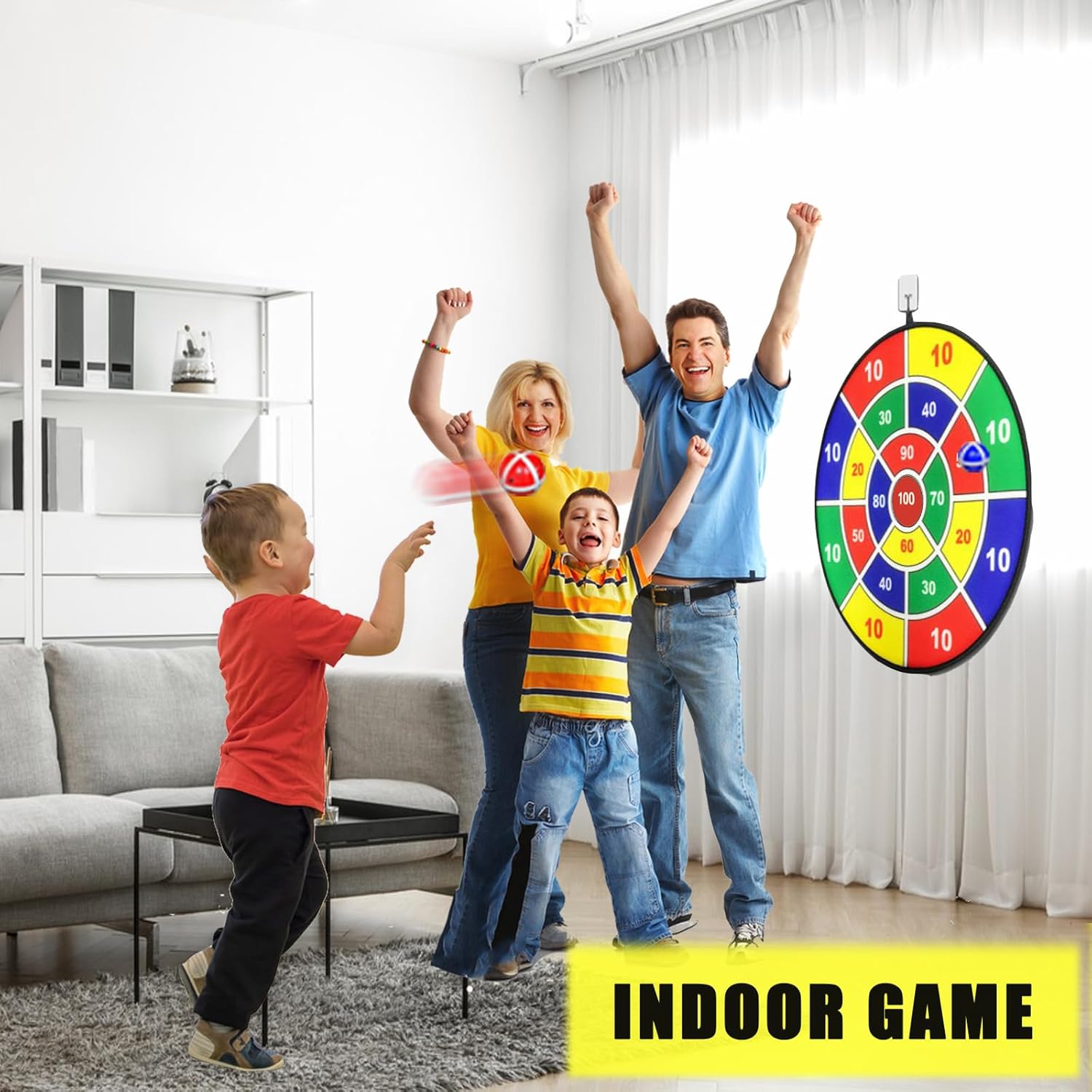 Tablero de dardos grande para niños, tablero de dardos para niños de 29 pulgadas con bolas adhesivas, para interioresdeportes al aire libre, fiesta,