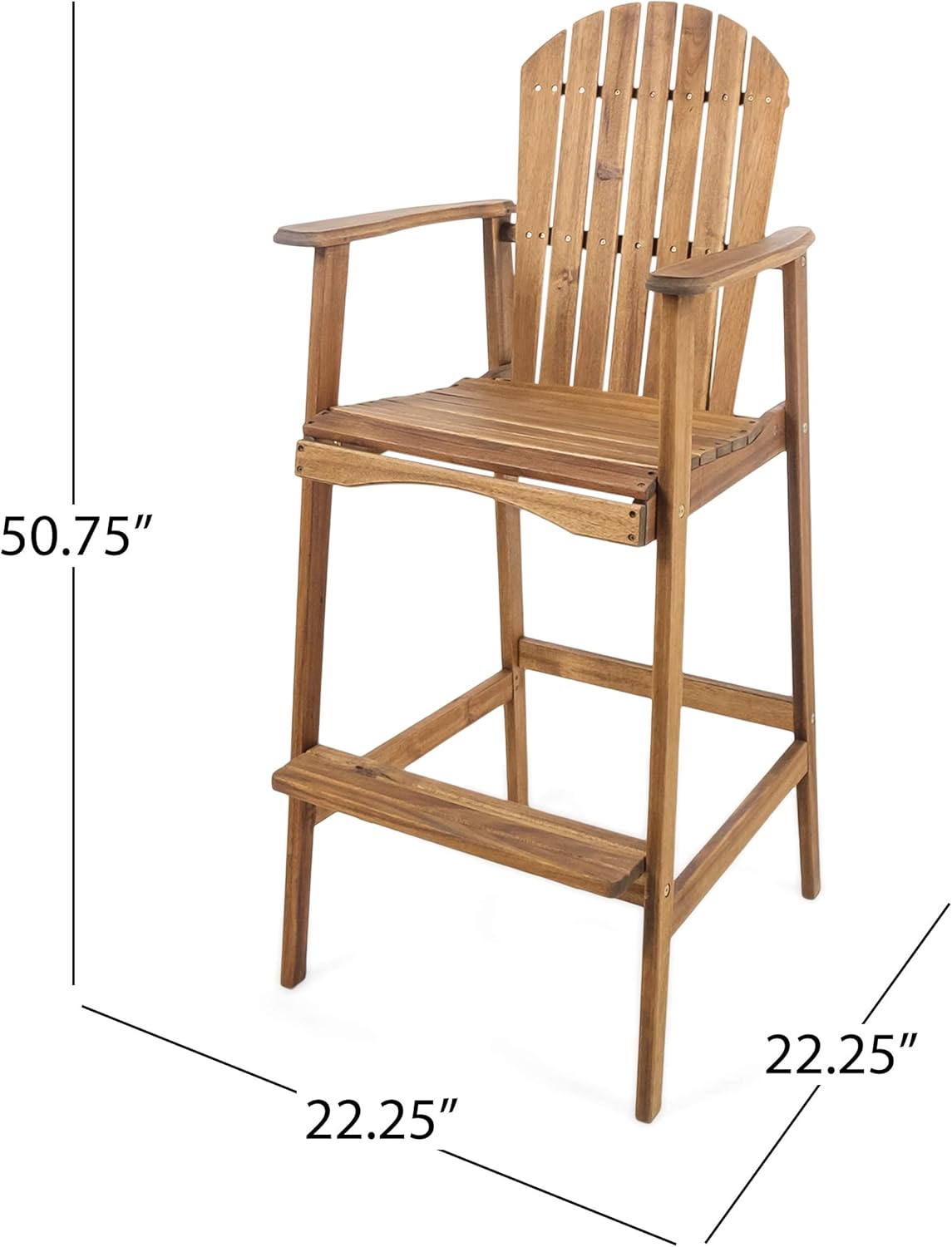 Christopher Knight Home Malibu Taburetes de bar Adirondack de madera de acacia para exteriores, juego de 2 piezas, teñido natural