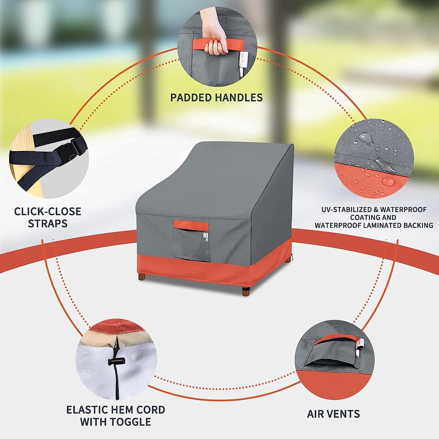 Simpelg Fundas impermeables para sillas de patio para muebles de exterior, fundas para sillas de exterior para muebles de patio, fundas de asiento