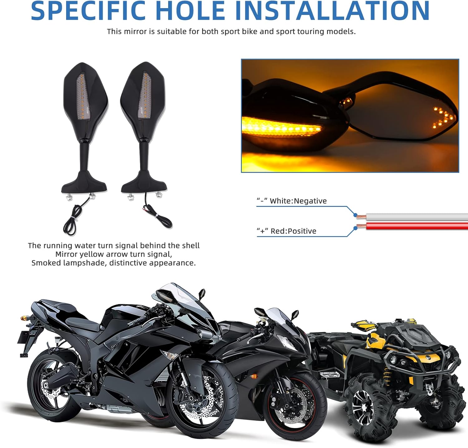 Espejos laterales integrados Espejo retrovisor motocicleta Aaccessories motocicleta LED intermitente espejos compatibles con Honda CBR600RR CBR250R