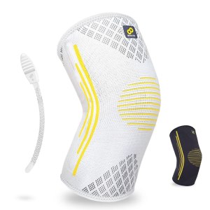 Bracoo Rodillera, soporte de manga de compresión con estabilizadores laterales para hombres y mujeres, soporte ligero y transpirable, dolor de Bracoo Rodillera, soporte de manga de compresión con estabilizadores laterales para hombres y mujeres, soporte ligero y transpirable, dolor de