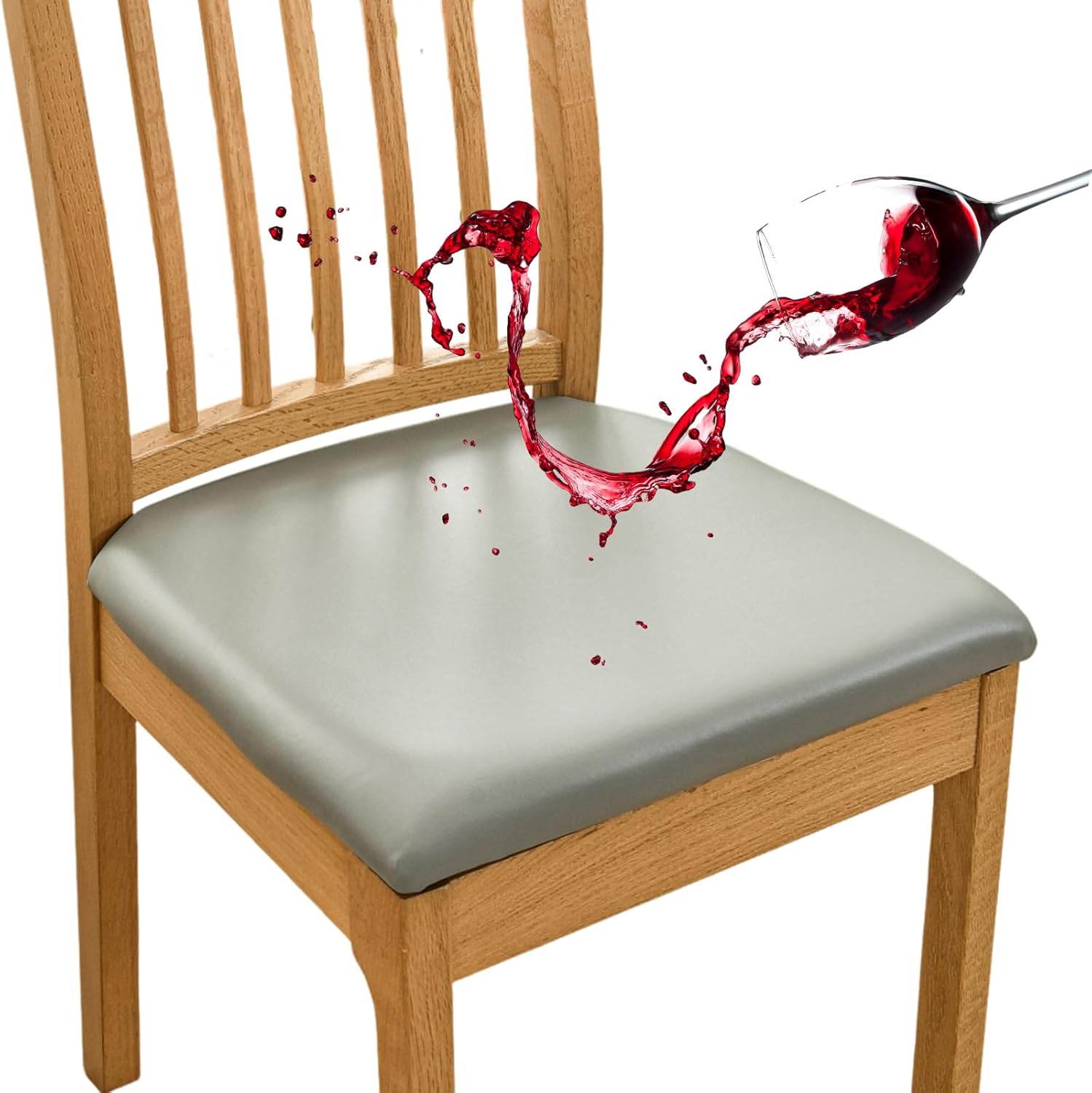HAOYONG Juego de 6 fundas de asiento para silla, fundas impermeables de poliuretano para sillas de comedor, fundas de cojín impermeables para sillas