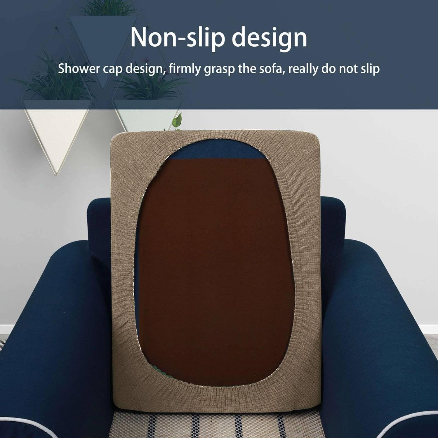SIELUNO Fundas de cojín elásticas de tela jacquard para sofá, fundas protectoras para silla, sofá biplaza individual, 1 asiento, color natural, 1