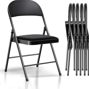 Paquete de 6 sillas plegables, juego de 6 sillas plegables de tela de metal con asientos acolchados, sillas plegables acolchadas para fiestas, Paquete de 6 sillas plegables, juego de 6 sillas plegables de tela de metal con asientos acolchados, sillas plegables acolchadas para fiestas,