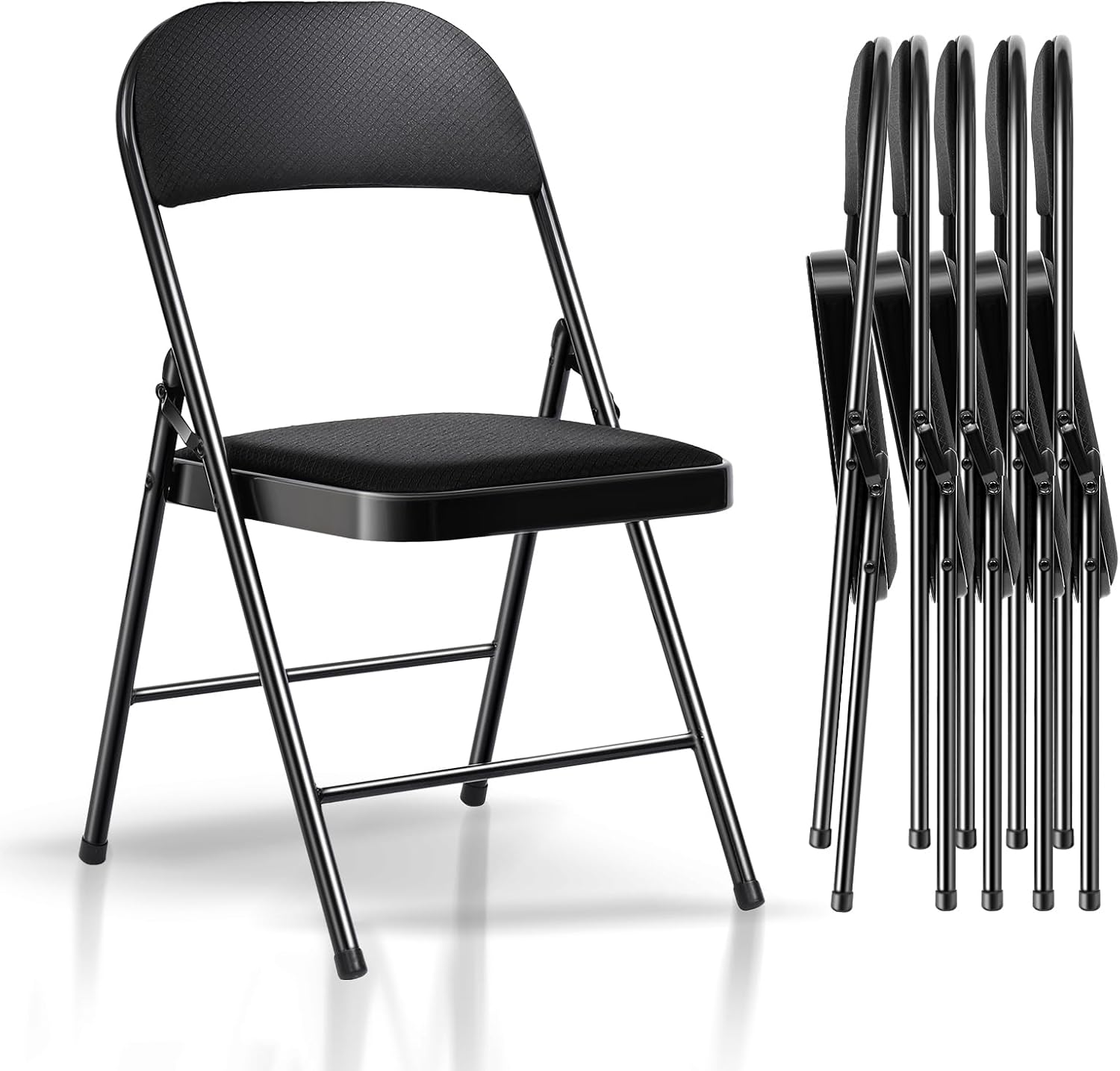 Paquete de 6 sillas plegables, juego de 6 sillas plegables de tela de metal con asientos acolchados, sillas plegables acolchadas para fiestas,