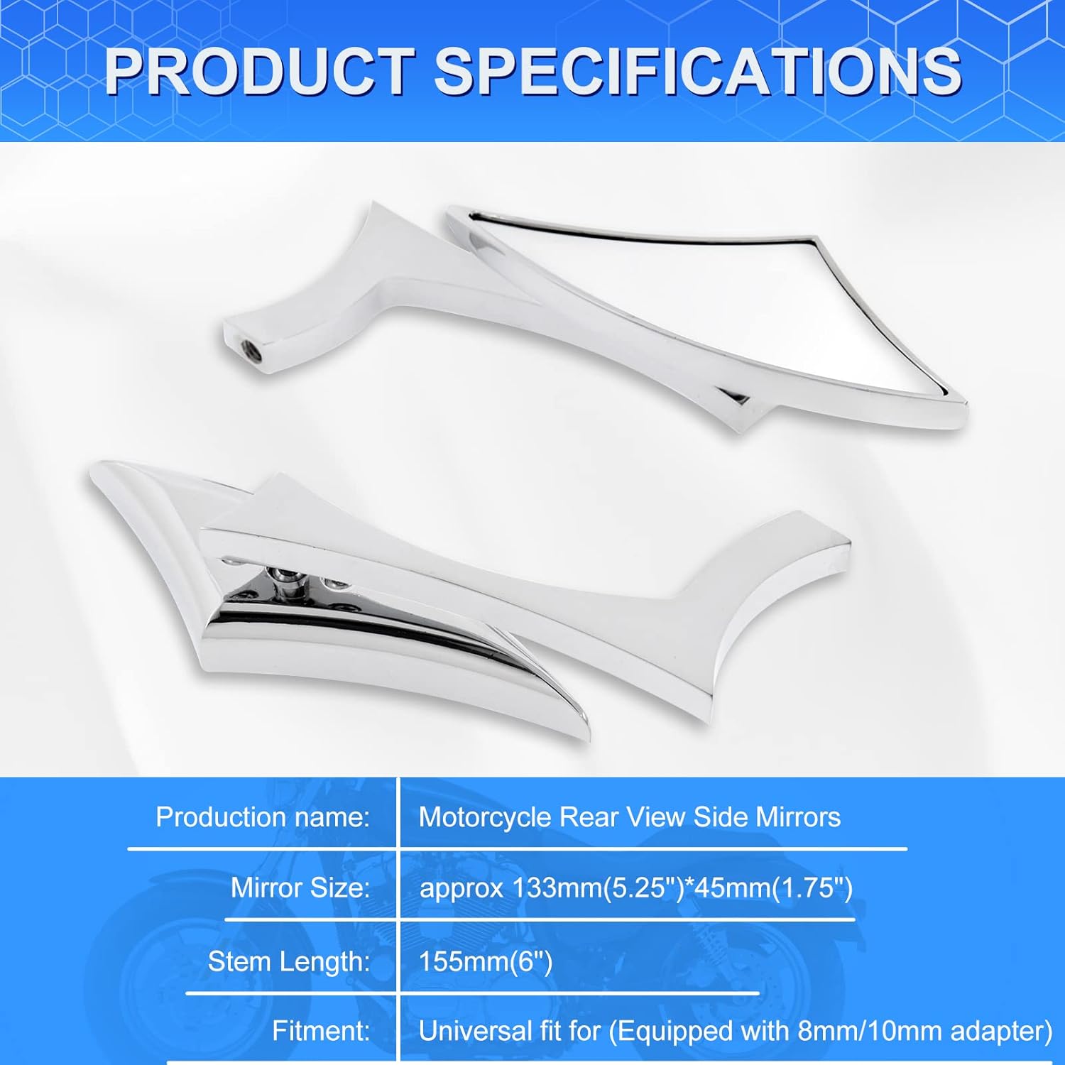 Espejo retrovisor universal de motocicleta de 80.394 in, espejo lateral con adaptador y diseño giratorio ajustable, antioxidante, impermeable, apto