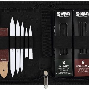 Soho Urban Artist Juego de dibujo de carbón con maniquí en estuche con cremallera, carbón de dibujo para artistas, estudiantes, mezclas, dibujos de Soho Urban Artist Juego de dibujo de carbón con maniquí en estuche con cremallera, carbón de dibujo para artistas, estudiantes, mezclas, dibujos de