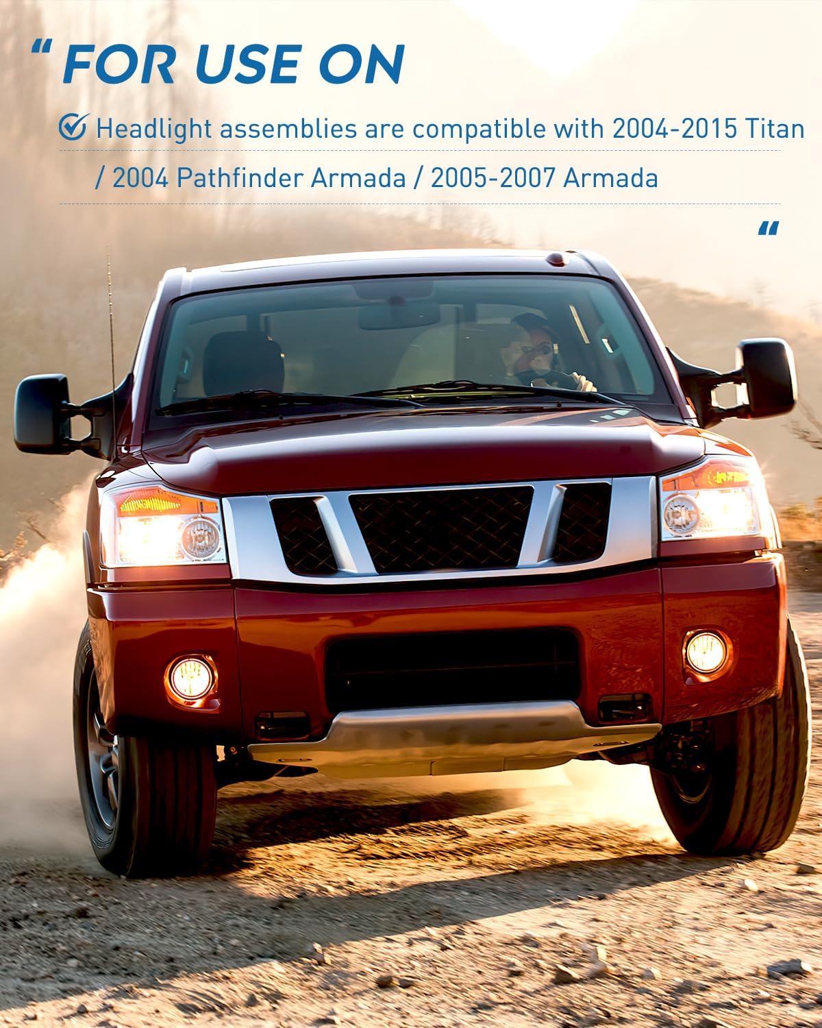 Nilight Conjunto de faros delanteros compatible con Nissan Titan 2004-2015 2004-2007 Armada 2004-2004 Pathfinder Armada 2004 – 2004 – 2015, carcasa