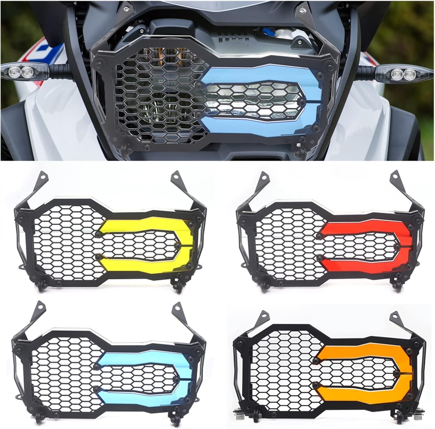 LCCDZ Motorcycle Headlight Protector Grille Guard Cover Protection Grill Compatible with BMW R1200GS R 1200 GS R1250GS LC ADV Adventure 2014-2020