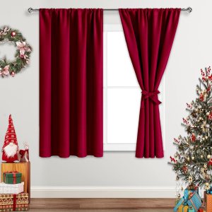 JIUZHEN Cortinas opacas navideñas para dormitorio, con aislamiento térmico, oscurecimiento de habitación, bolsillo para barra, cortinas para sala de JIUZHEN Cortinas opacas navideñas para dormitorio, con aislamiento térmico, oscurecimiento de habitación, bolsillo para barra, cortinas para sala de