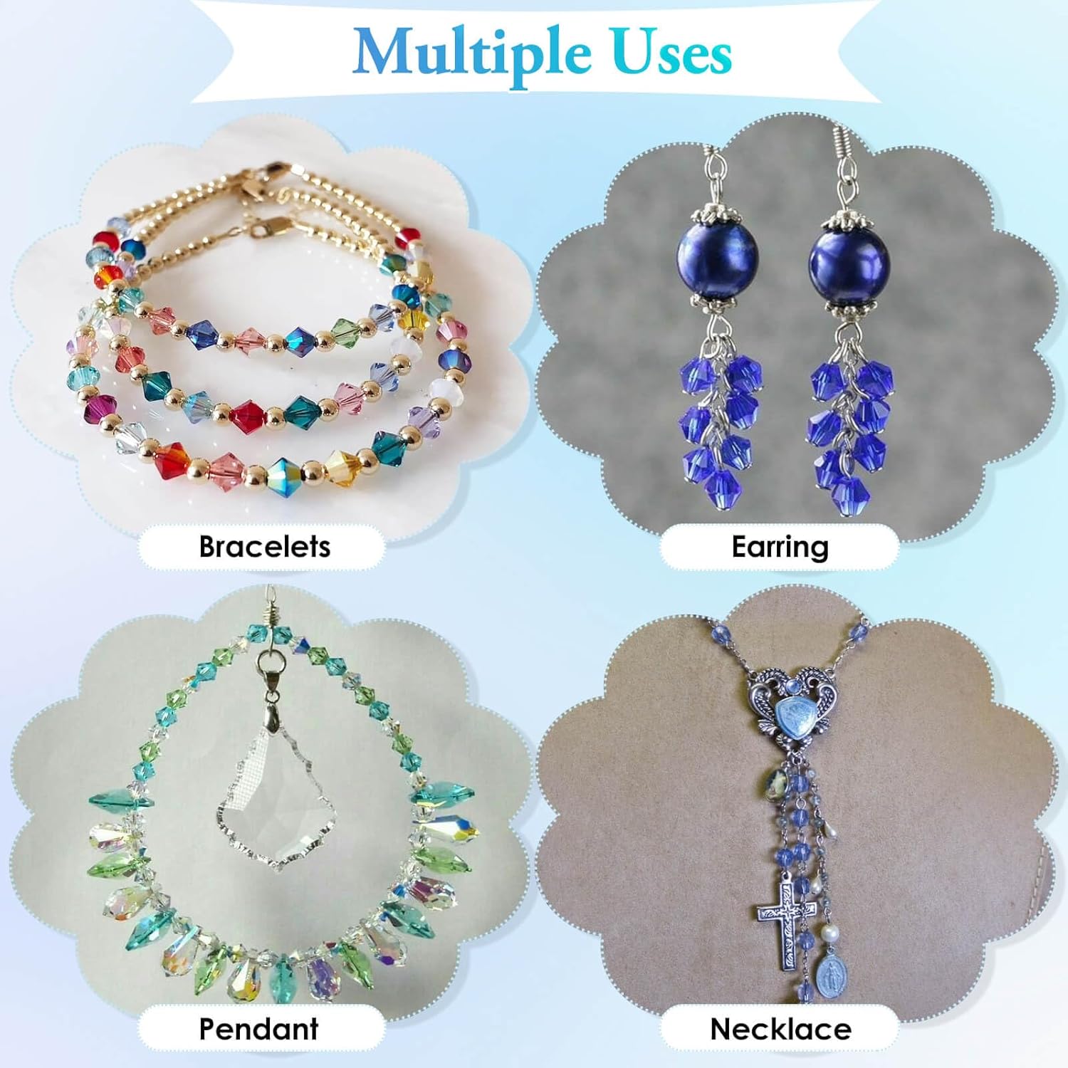 Paxcoo 1120 cuentas de cristal para la fabricación de joyas, cuentas acrílicas de cristal facetadas, cuentas de gemas de bicona, joya para