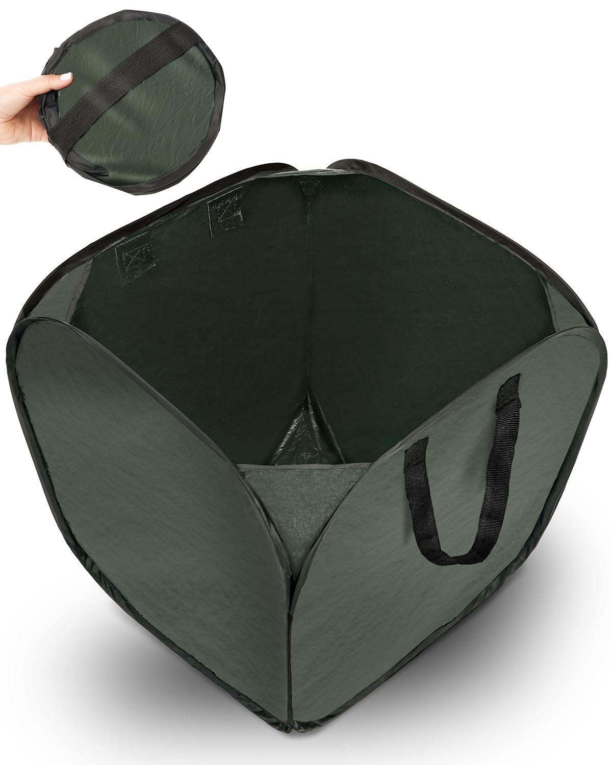 Foxelli Bote de basura plegable  Bote de basura desplegable de 46 galones para camping, patio, jardín, césped y bolsa de basura de hojas, papelera