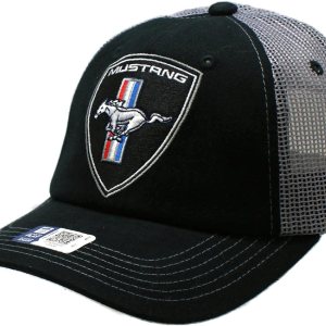 Sombrero – Ford Mustang Shape Gorra de camionero negra y gris, Gris y negro Sombrero – Ford Mustang Shape Gorra de camionero negra y gris, Gris y negro