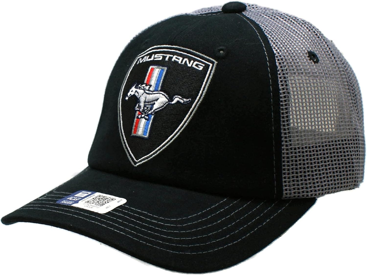Sombrero – Ford Mustang Shape Gorra de camionero negra y gris, Gris y negro