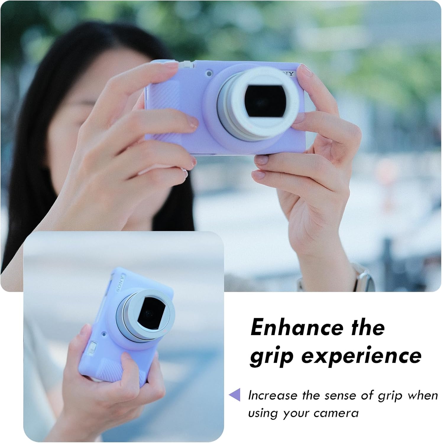 Rieibi ZV-1F – Funda protectora de silicona suave para cámara Sony ZV1FZV-1M2ZV-1 Mark II Vlog Camera, funda ligera ZV1F, color morado