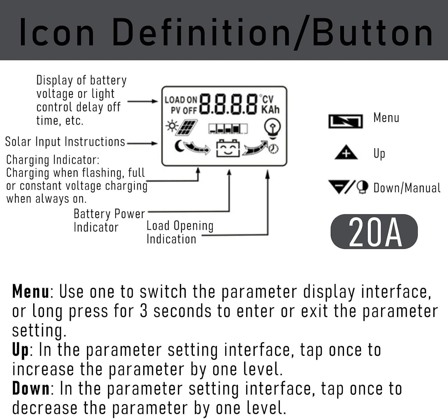 Controlador solar LCD, controlador de carga solar de 12 V a 24 V, regulador inteligente de batería de panel solar con controladores de carga de