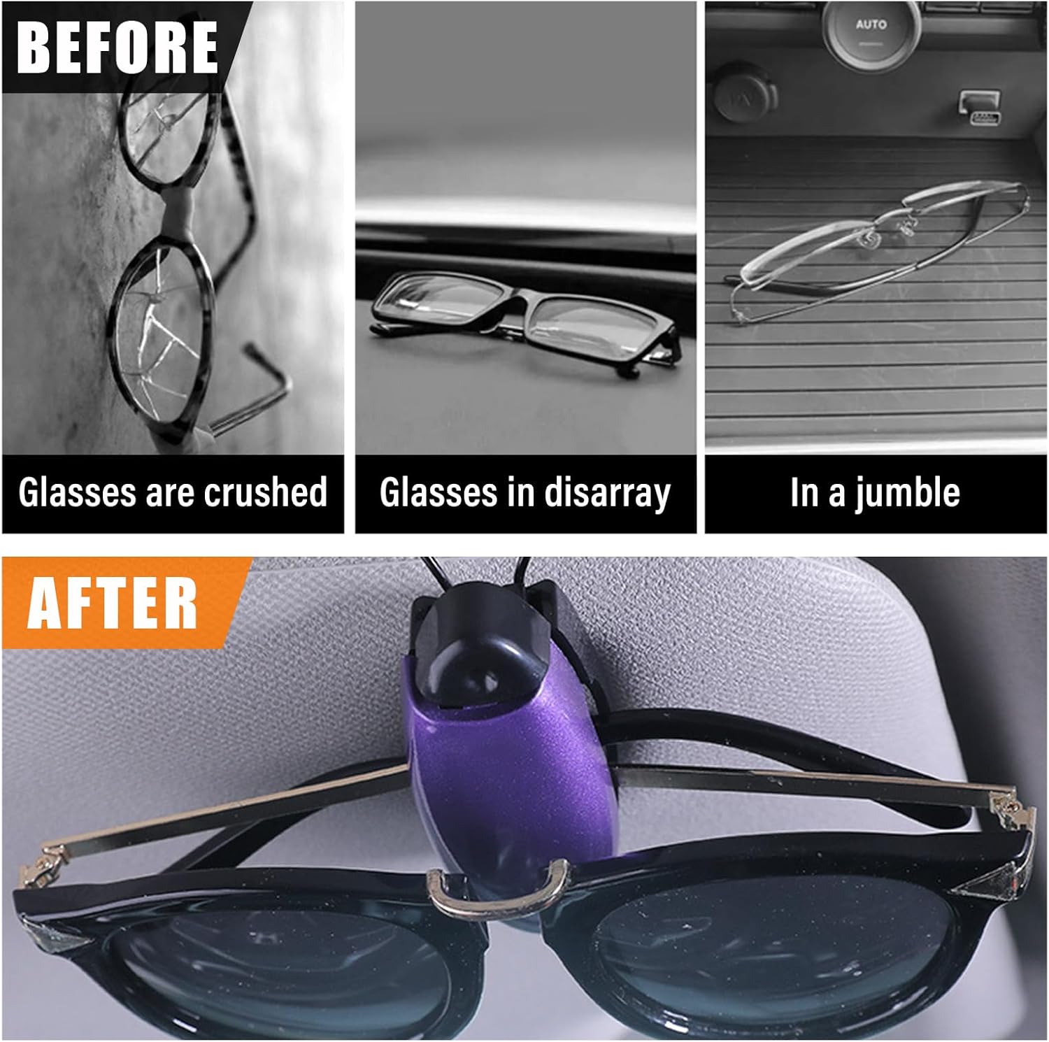 2 soportes para lentes de sol de automóvil, clip para colgar anteojos para visera solar de automóvil, clip para tarjetas de boletos, accesorios